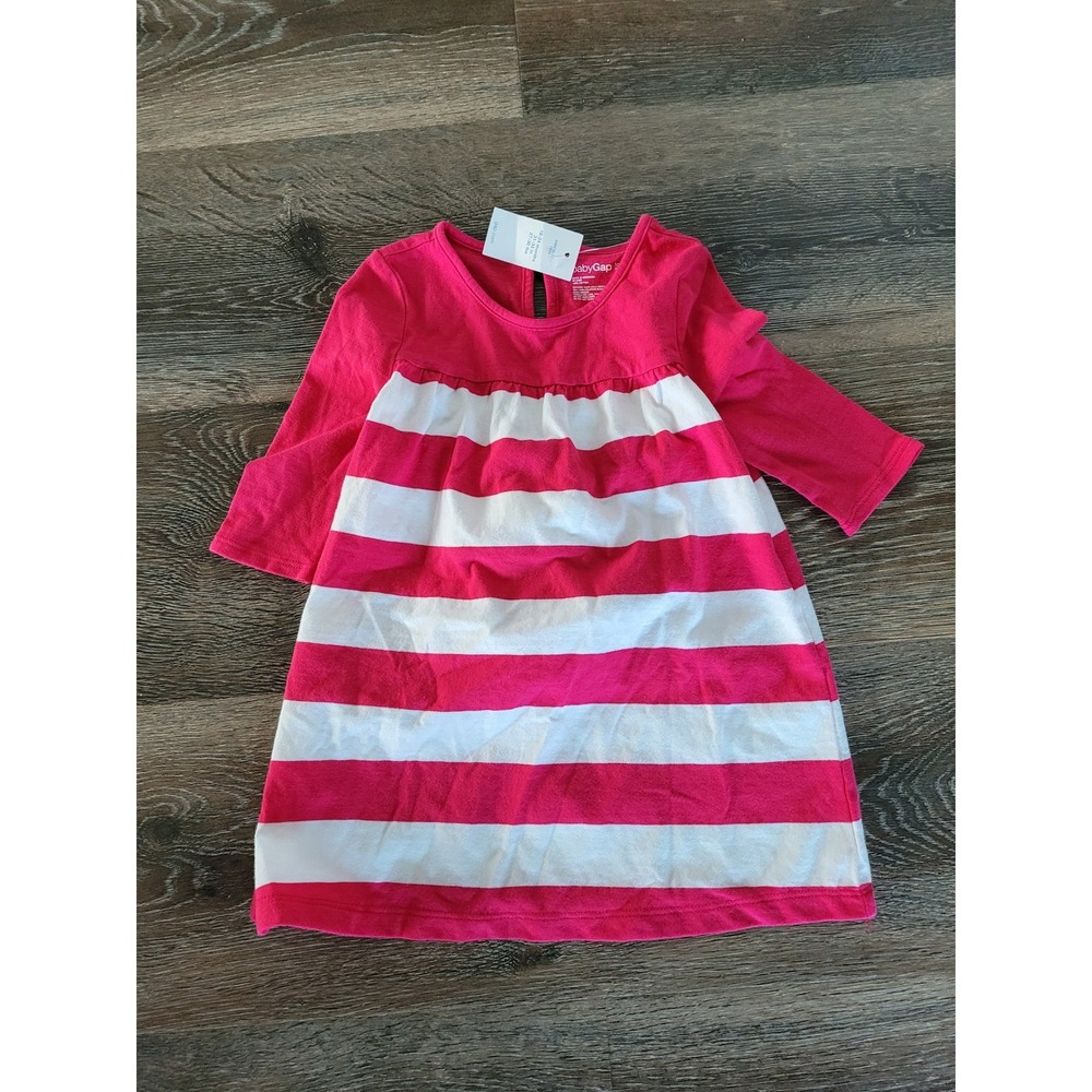 BabyGap Baby Girls Pink White Striped Long Sleeve Dress Bloomer 18-24M NWT #1